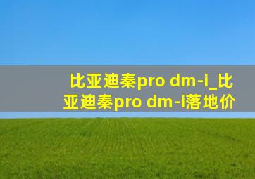 比亚迪秦pro dm-i_比亚迪秦pro dm-i落地价